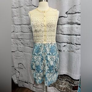Anthropologie Beguile Bryron Lars Lasercut Fleur-De-Lys Embroidered Lace Dress